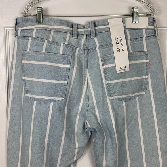 NWT Anthropologie Scotch & Soda bandit white striped boyfriend jeans sz 32 - Picture 10 of 14